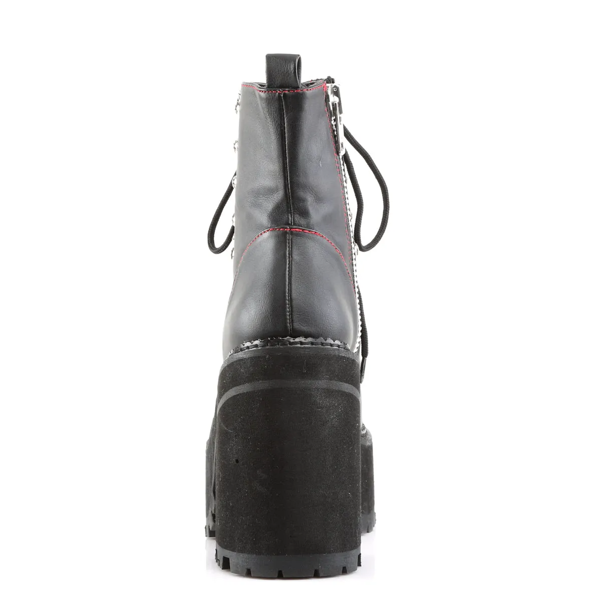 ASSAULT-100 Demoniacult Alternative Footwear Women'sBlack Lace Up Chunky Ankle Boots