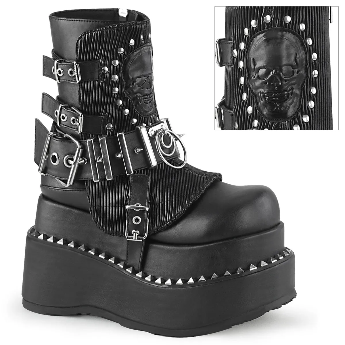 BEAR-150 DemoniaCult Black Vegan Leather Sexy Women's Ankle Boots (Alternative Footwear)