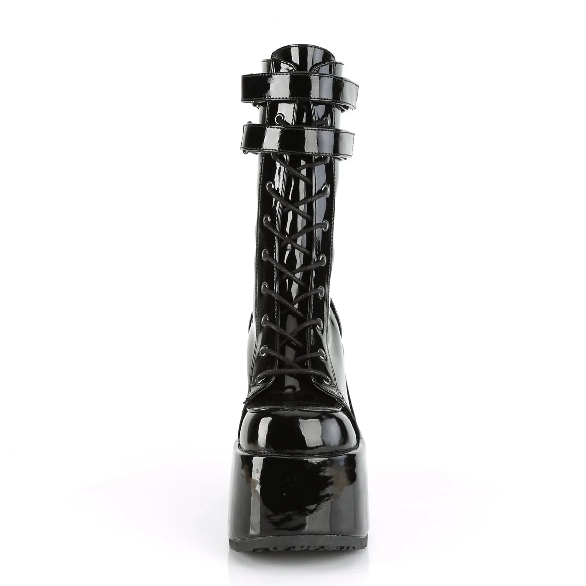 CAMEL-250 DemoniaCult Black Patent Sexy Women's Mid-Calf & Knee High Boots (Alternative Footwear)