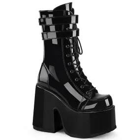 CAMEL-250 DemoniaCult Black Patent Sexy Women's Mid-Calf & Knee High Boots (Alternative Footwear)