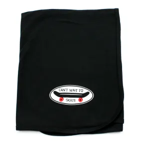 Can't Wait to Skate Black Cotton Swaddling Receiving Blanket