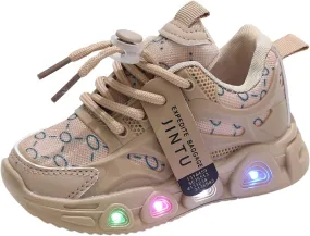 Cathalem Girls Sneakers Kids Baby Girls Shoes Sneakers LED Light Up Luminous Bowknot Sneakers Winter Warm Sneakers