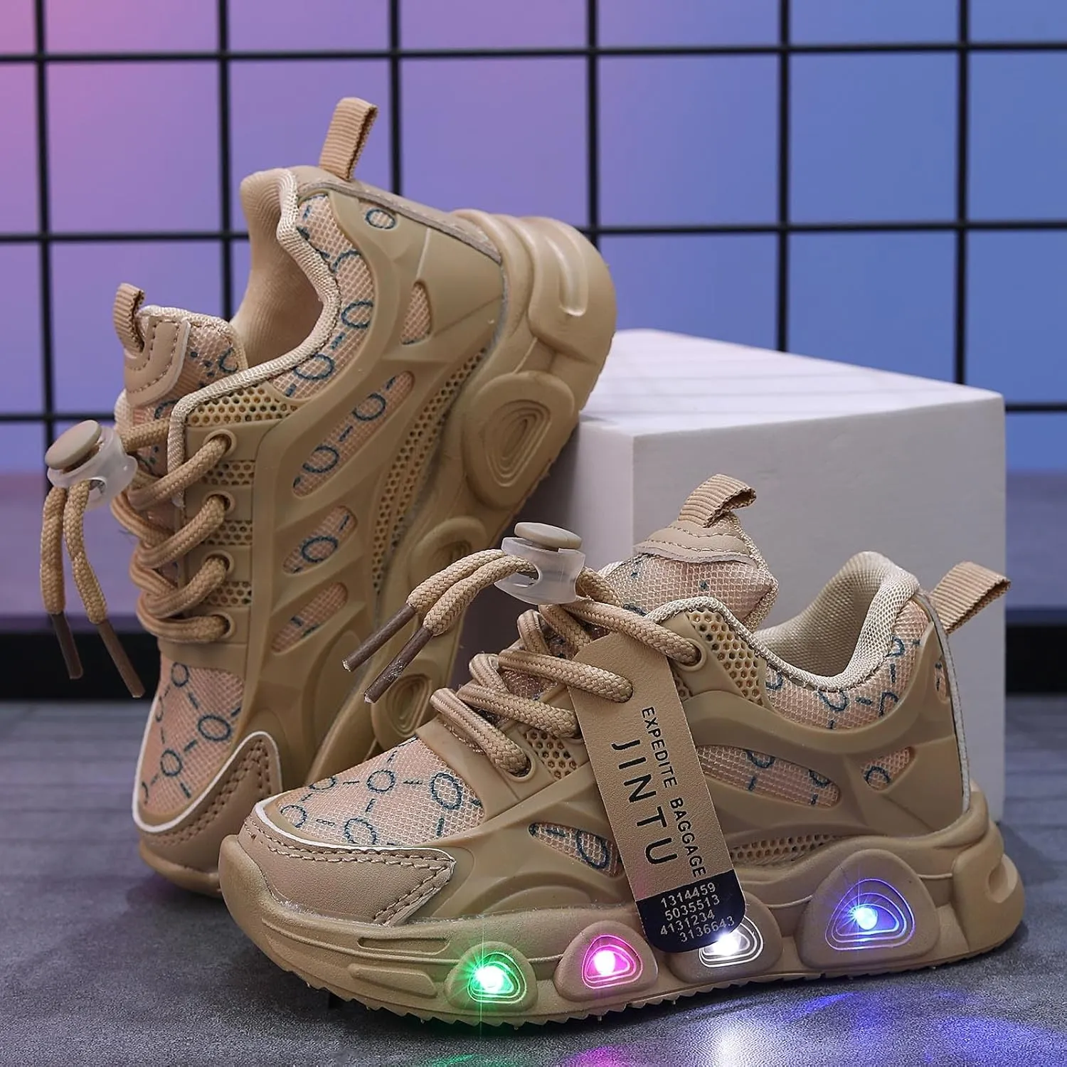 Cathalem Girls Sneakers Kids Baby Girls Shoes Sneakers LED Light Up Luminous Bowknot Sneakers Winter Warm Sneakers