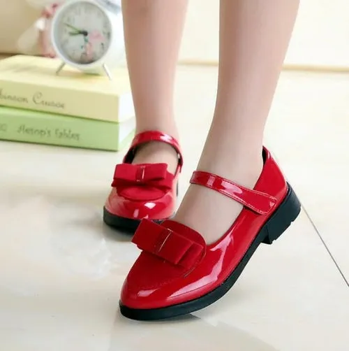 Children princess leather shoes PU 3 colors casual baby black red