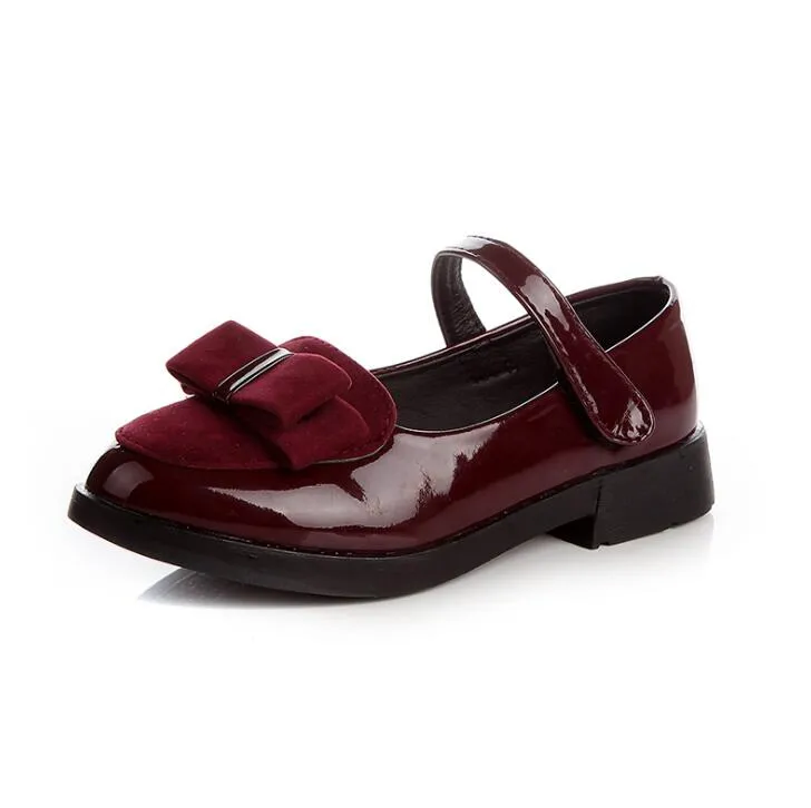 Children princess leather shoes PU 3 colors casual baby black red