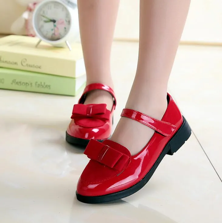Children princess leather shoes PU 3 colors casual baby black red