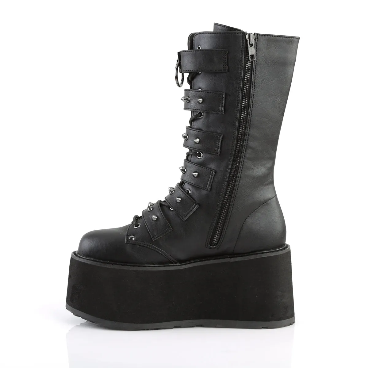 DAMNED-225 DemoniaCult Black Vegan Leather Sexy Women's Mid-Calf & Knee High Boots (Alternative Footwear)