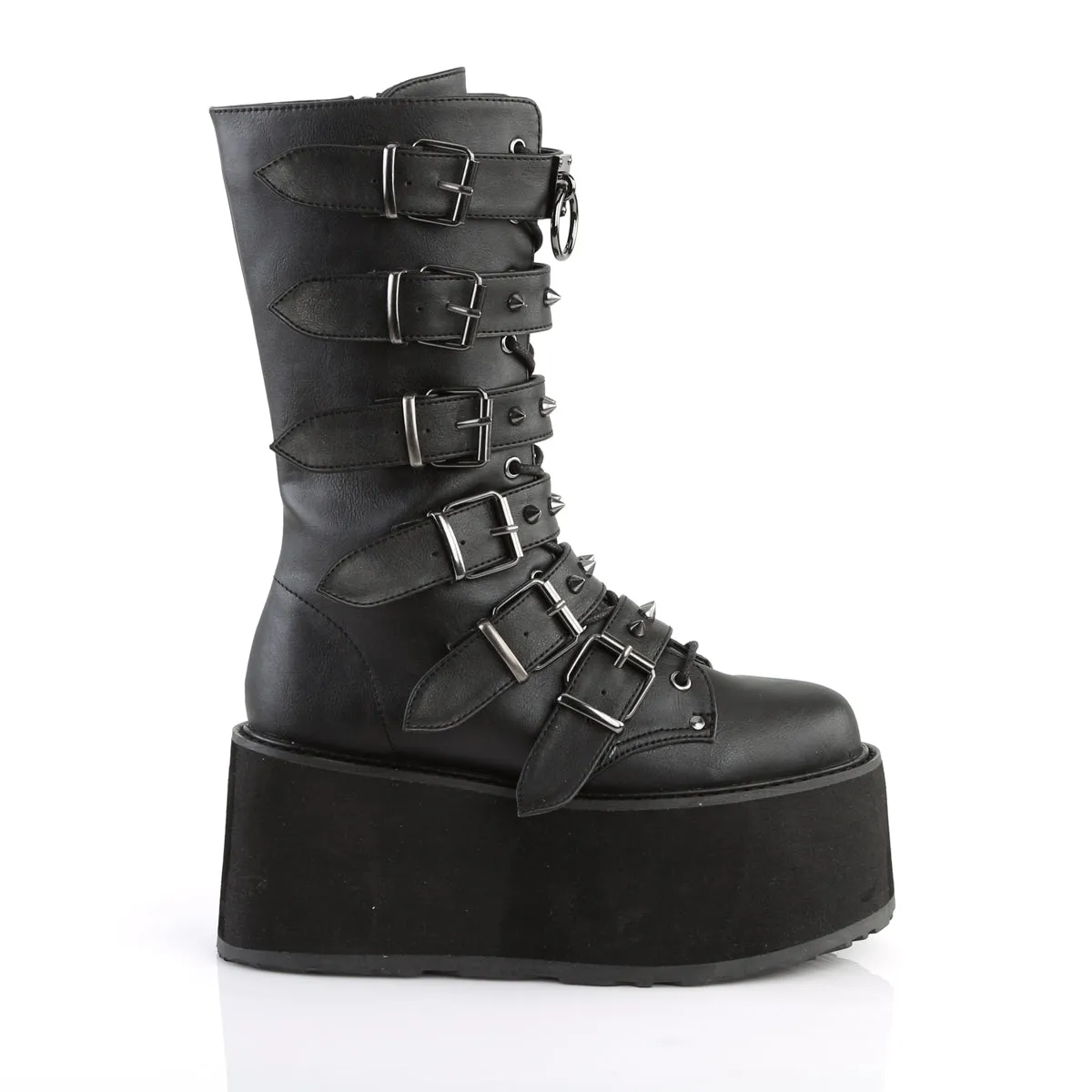 DAMNED-225 DemoniaCult Black Vegan Leather Sexy Women's Mid-Calf & Knee High Boots (Alternative Footwear)