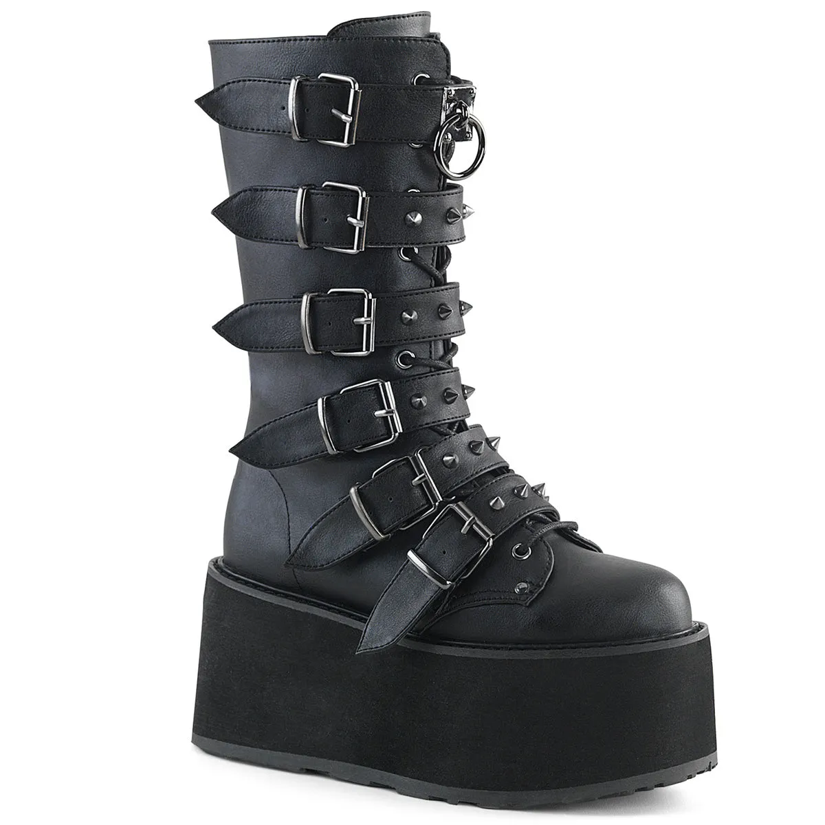 DAMNED-225 DemoniaCult Black Vegan Leather Sexy Women's Mid-Calf & Knee High Boots (Alternative Footwear)