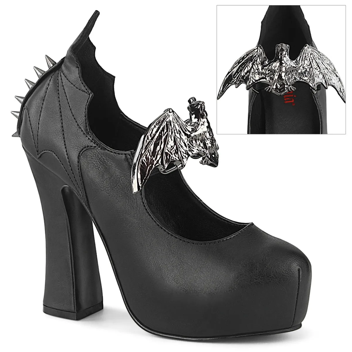 DEMON-18 DemoniaCult Black Vegan Leather Sexy Women's Heels & Platform Shoes (Alternative Footwear)