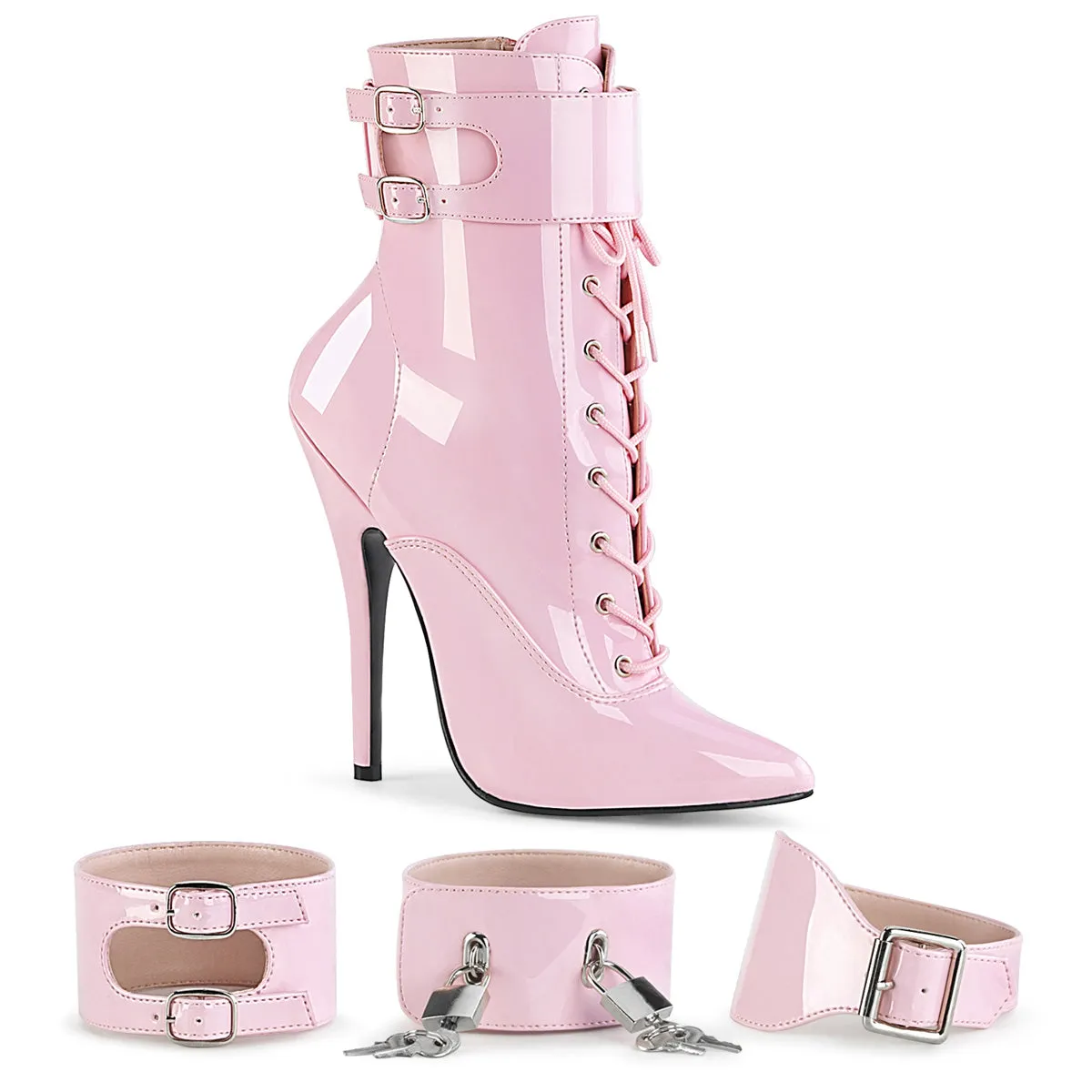DOMINA-1023 Devious Domina Baby Pink Patent Sexy Single Soles (Fetish Footwear)