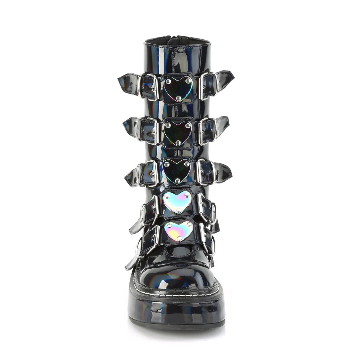 EMILY-330 DemoniaCult Black Hologram Sexy Women's Mid-Calf & Knee High Boots (Alternative Footwear)