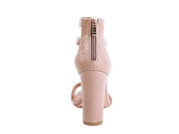 Felicity Zip Up Croc Textured Sandals