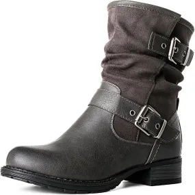 GLOBALWIN Women's Fur Booties Fashion Combat Ankle Boots For Women