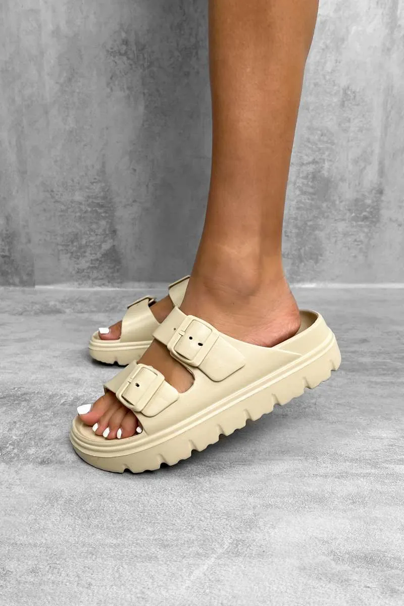 HAVANA Chunky Buckle Sandals - Beige