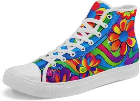 High-top Canvas Shoes for Girls Boys Lightweight Yoga Casual Walking Sneakers Anti-Slip White Flat Footwear Unisex