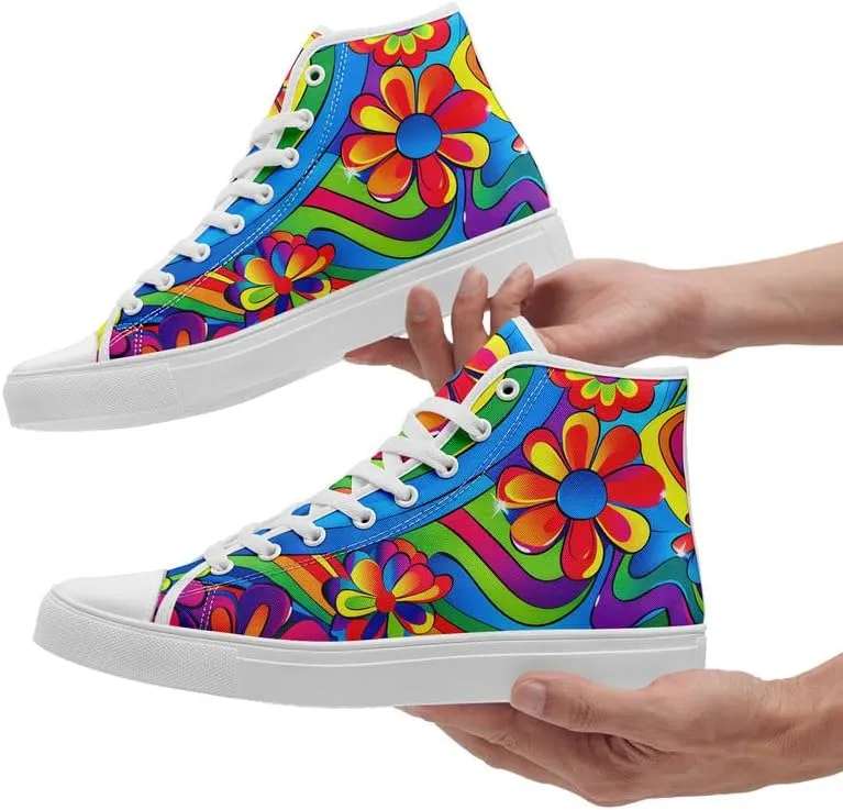High-top Canvas Shoes for Girls Boys Lightweight Yoga Casual Walking Sneakers Anti-Slip White Flat Footwear Unisex