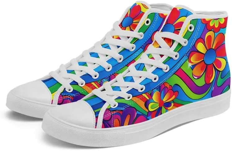 High-top Canvas Shoes for Girls Boys Lightweight Yoga Casual Walking Sneakers Anti-Slip White Flat Footwear Unisex