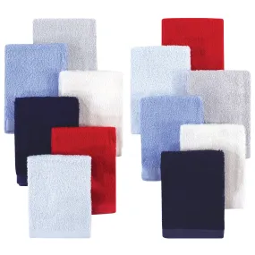 Hudson Baby Rayon from Bamboo Woven Washcloths 12pk, Blue Red