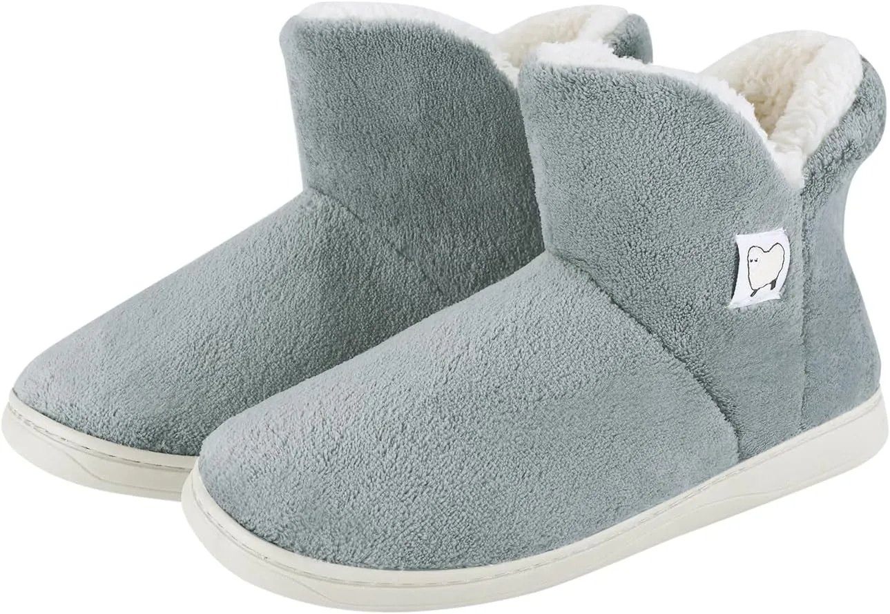Ibluelover Women Men Bootie Slippers Winter Warm Anti Slip Xmas Indoor Plush Boots Memory Foam Slippers Wool Footwear