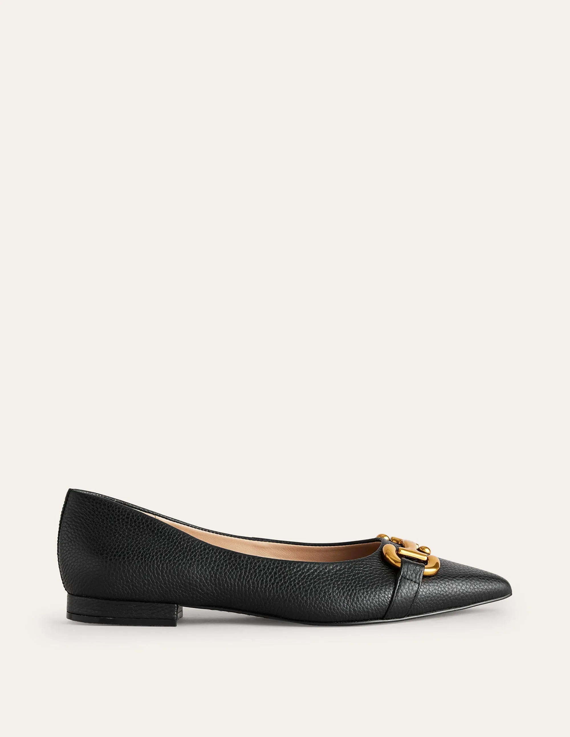 Iris Snaffle Ballet Flat-Black Tumbled Leather