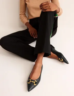 Iris Snaffle Ballet Flat-Black Tumbled Leather