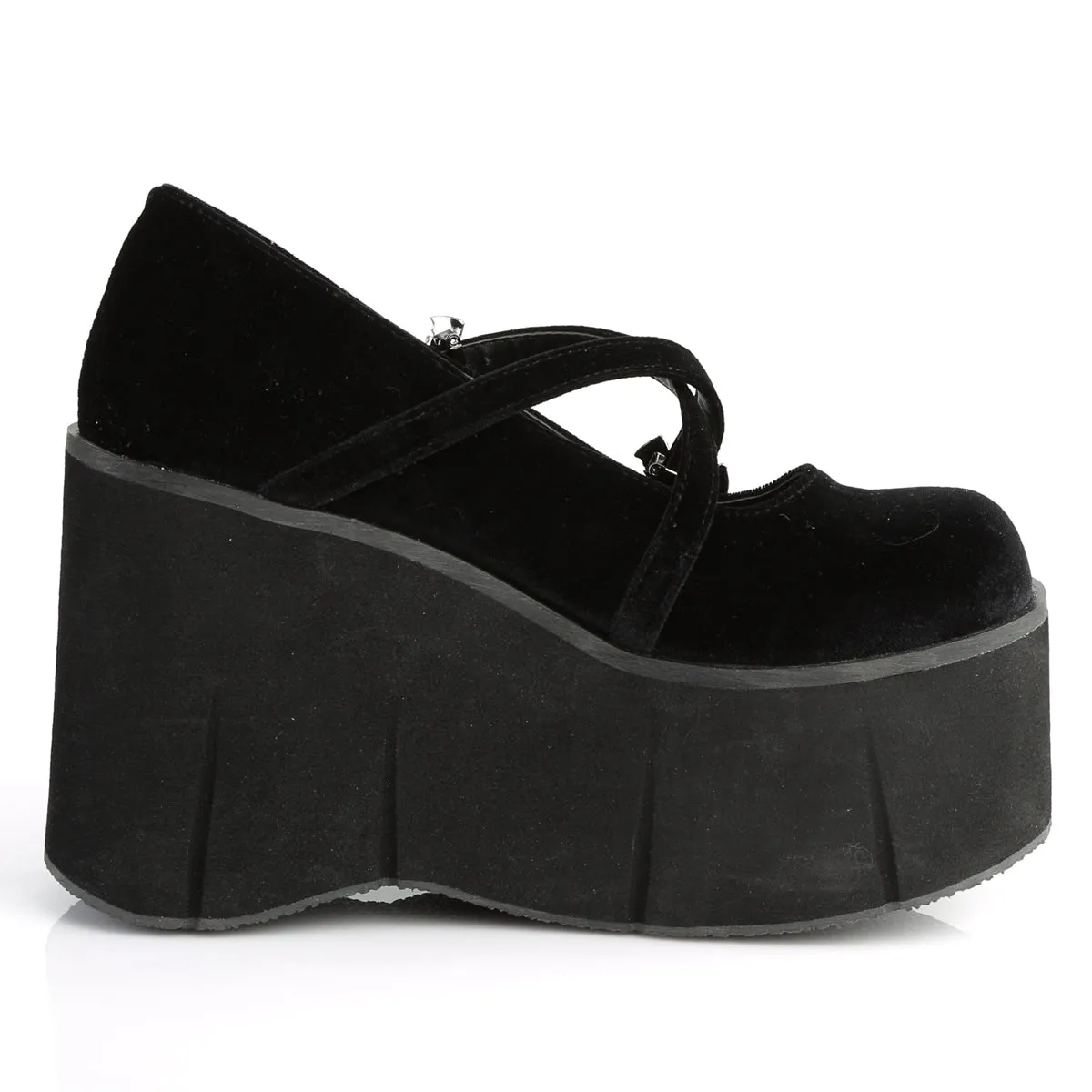KERA-10 DemoniaCult Black Velvet Sexy Women's Heels & Platform Shoes (Alternative Footwear)
