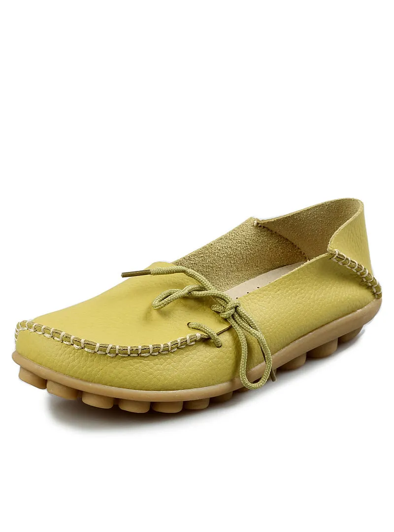Leather Shoes Mother Loafers Soft Leisure Flats