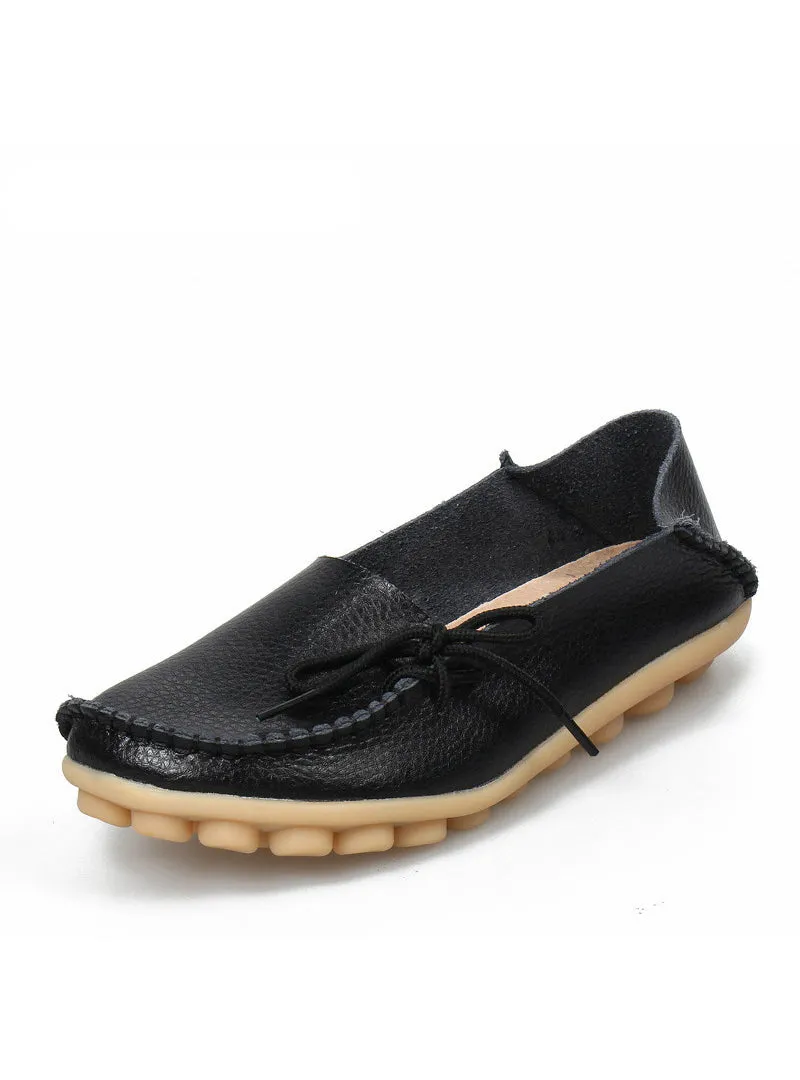 Leather Shoes Mother Loafers Soft Leisure Flats