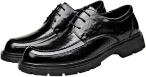 Mens Round Toe Leather Dress Shoes Genuine Leather British Style Business Casual Wedding Office Formal Commuting