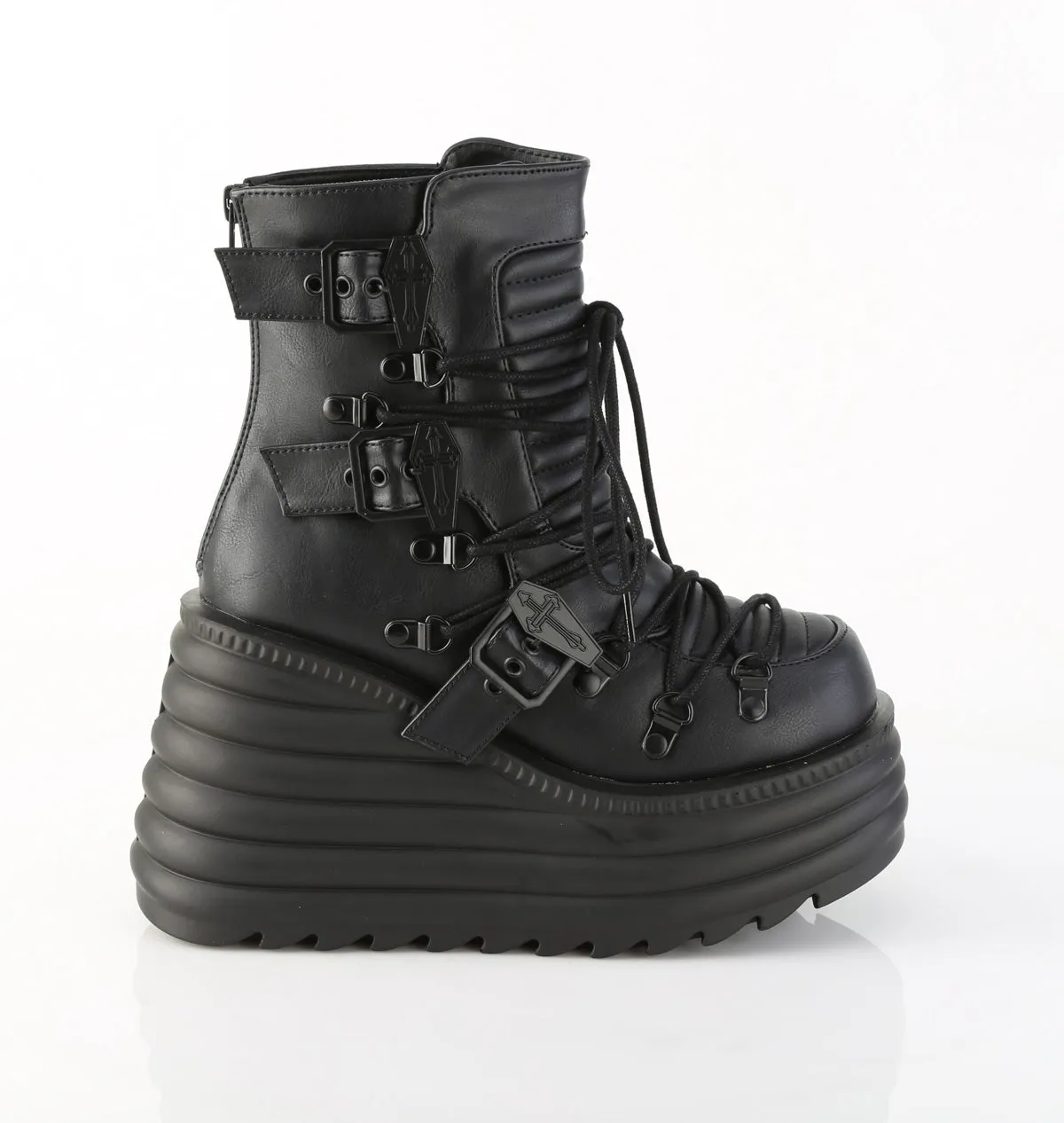 MORTE-68 DemoniaCult Black Vegan Leather Sexy Women's Ankle Boots (Alternative Footwear)