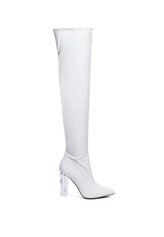 Noire Thigh High Long Boots In Patent Pu