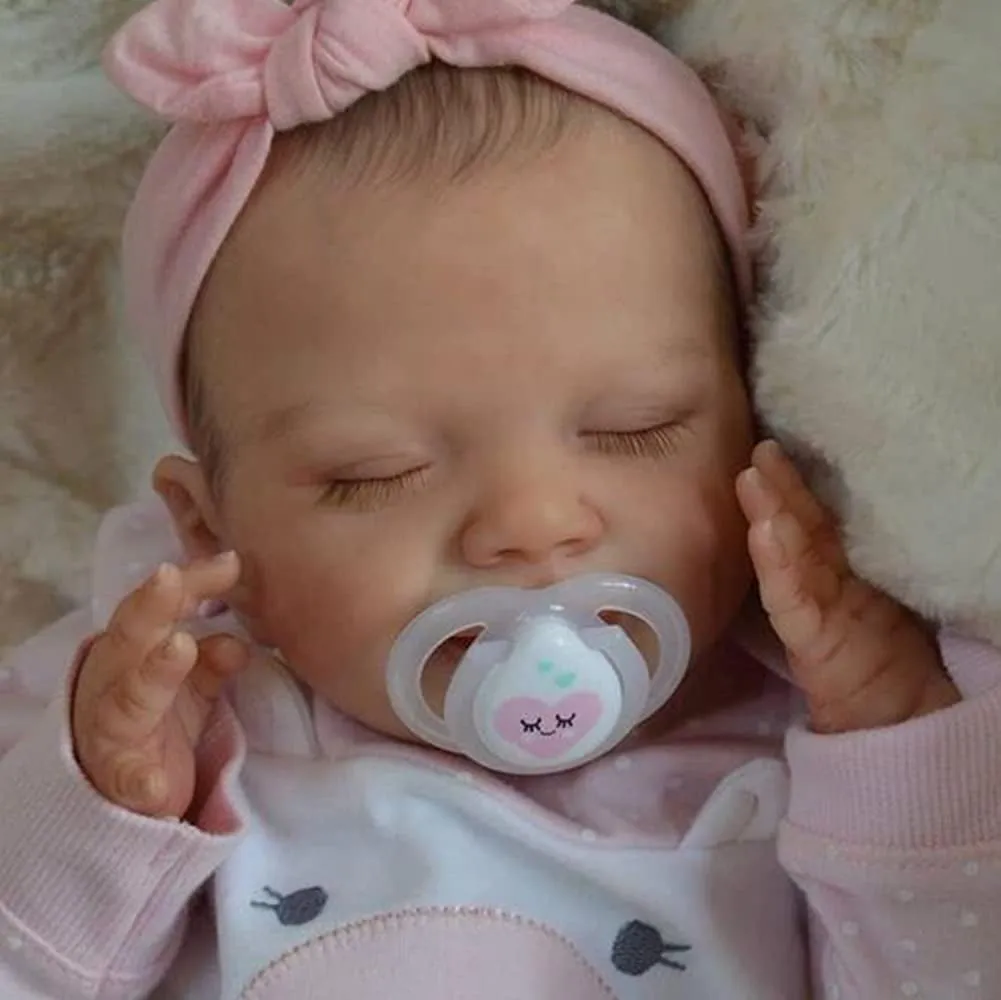 Reborn Baby Dolls, 18" Realistic Newborn Baby Dolls Girl with Soft Vinyl Silicone Full Body, Lifelike Sleeping Baby Dolls for Girls, Reborn Baby Doll Gift Set for 3  Year Old Kids