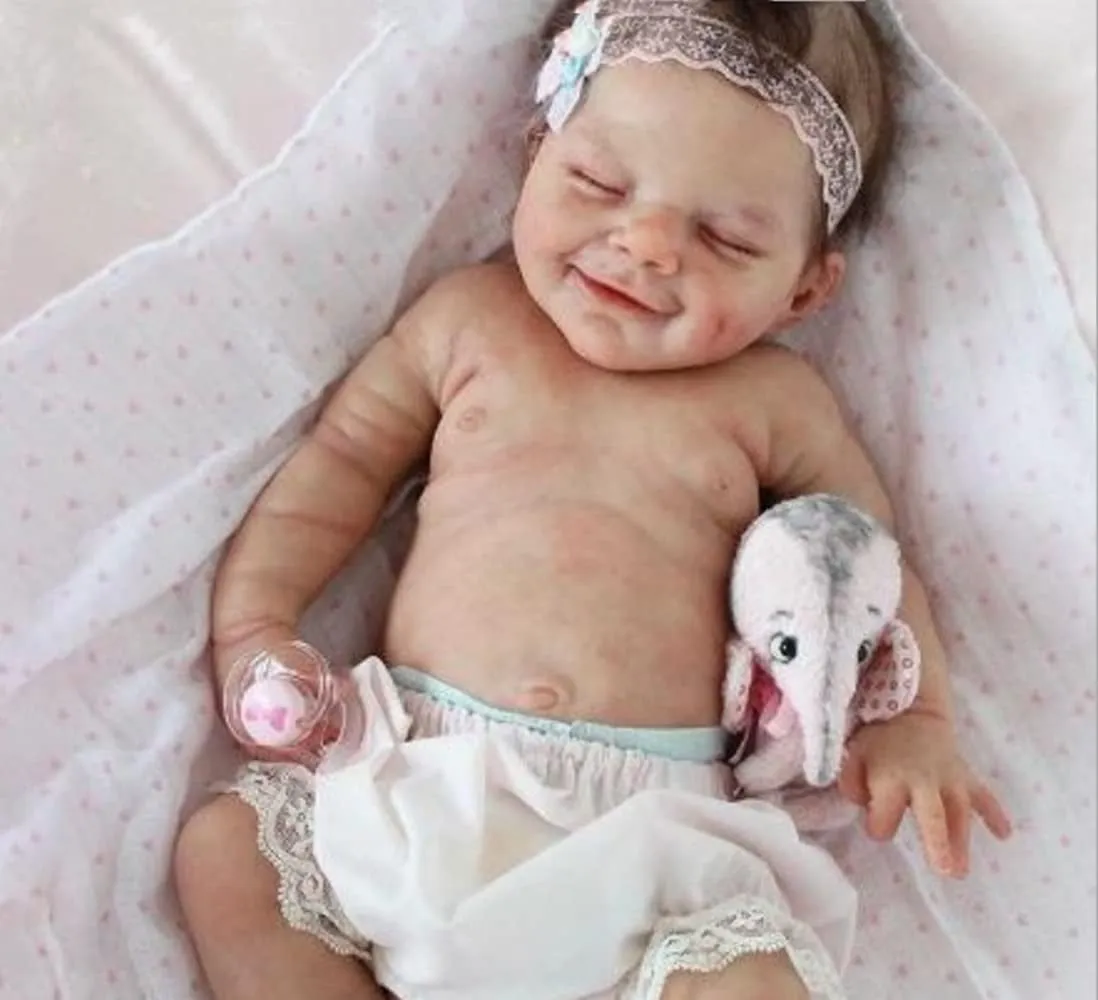Reborn Baby Dolls, 18" Realistic Newborn Baby Dolls Girl with Soft Vinyl Silicone Full Body, Lifelike Sleeping Baby Dolls for Girls, Reborn Baby Doll Gift Set for 3  Year Old Kids