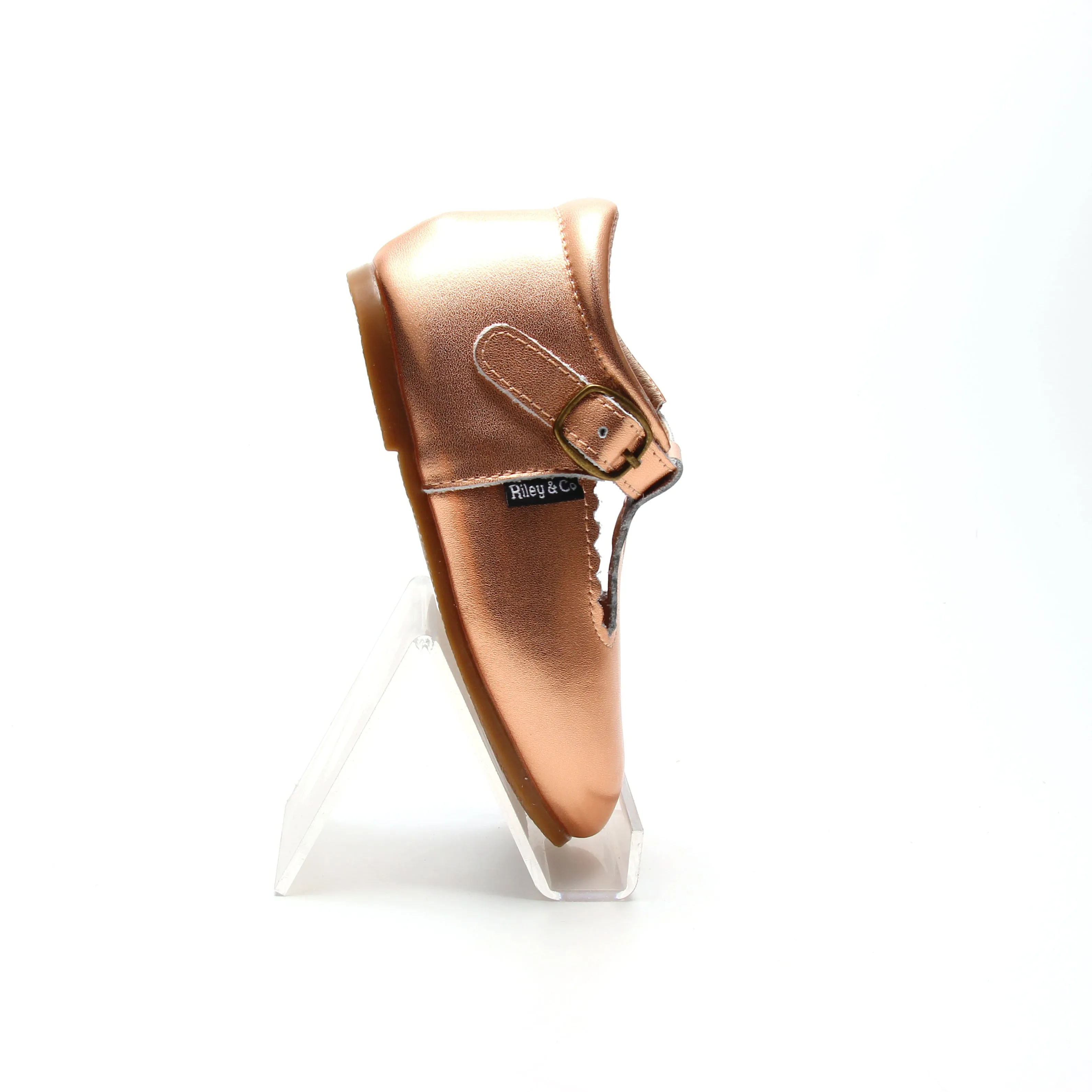 Riley T-Straps - Scalloped - Rose Gold