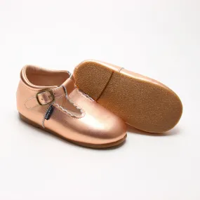 Riley T-Straps - Scalloped - Rose Gold
