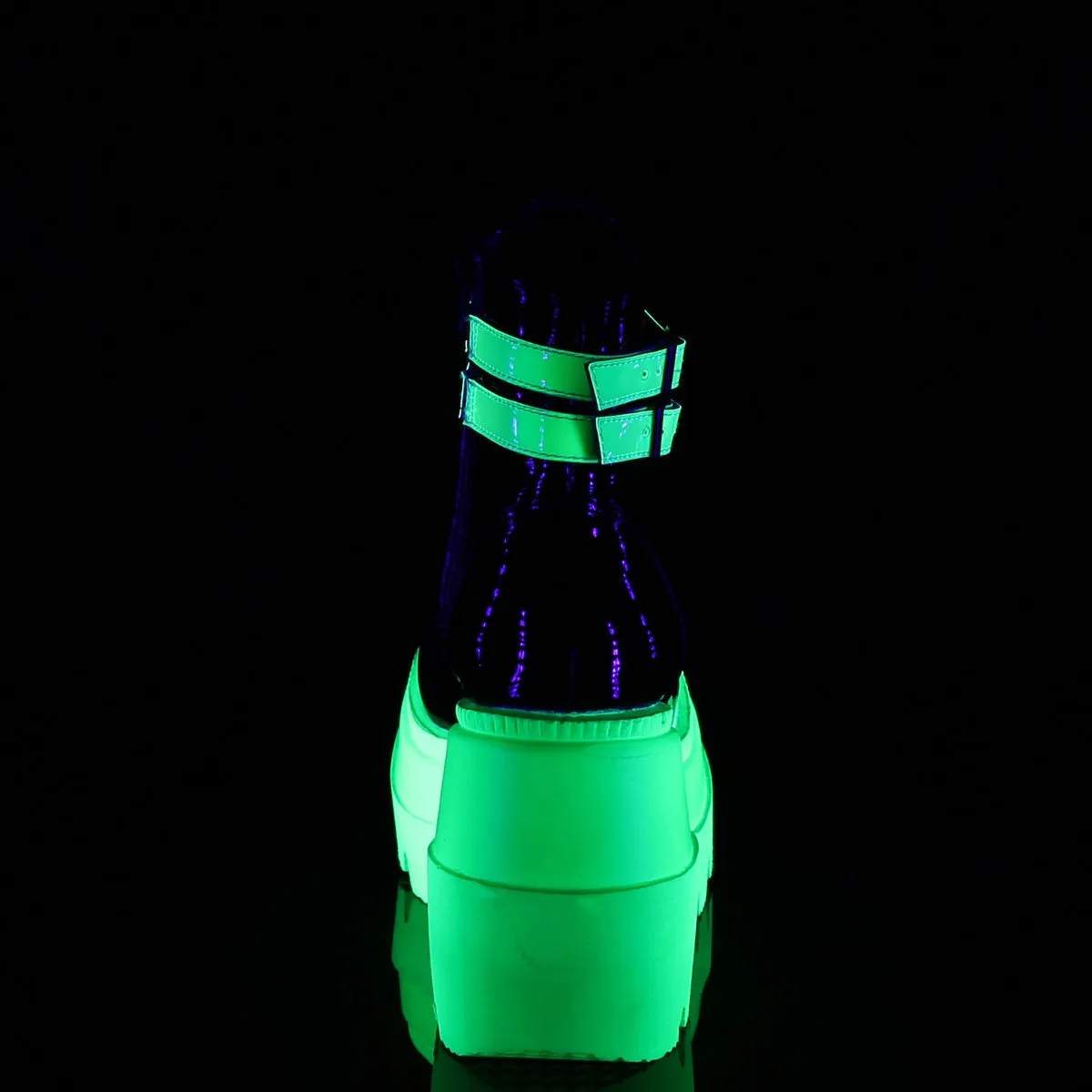 SHAKER-52 DemoniaCult Black/Green Sexy Women's Ankle Boots (Alternative Footwear)