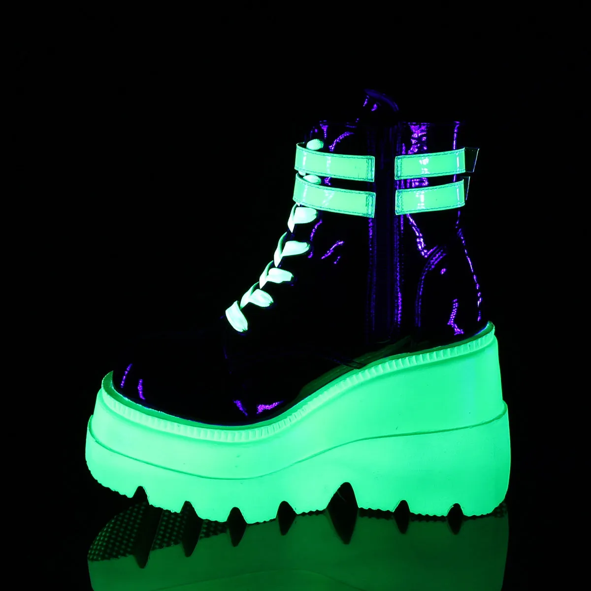 SHAKER-52 DemoniaCult Black/Green Sexy Women's Ankle Boots (Alternative Footwear)