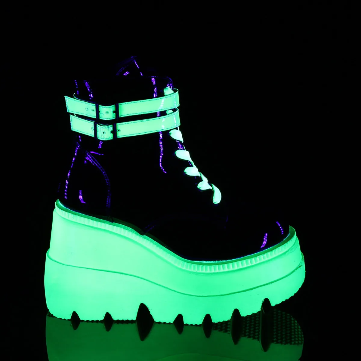 SHAKER-52 DemoniaCult Black/Green Sexy Women's Ankle Boots (Alternative Footwear)
