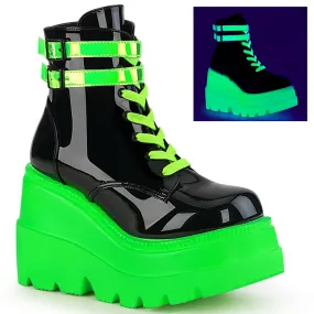 SHAKER-52 DemoniaCult Black/Green Sexy Women's Ankle Boots (Alternative Footwear)