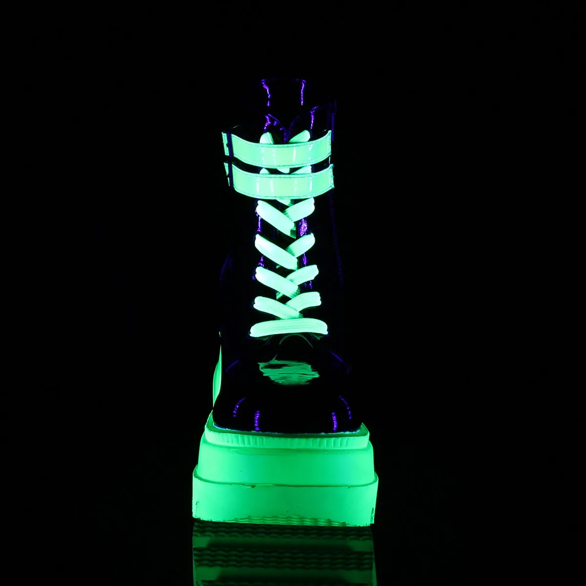 SHAKER-52 DemoniaCult Black/Green Sexy Women's Ankle Boots (Alternative Footwear)