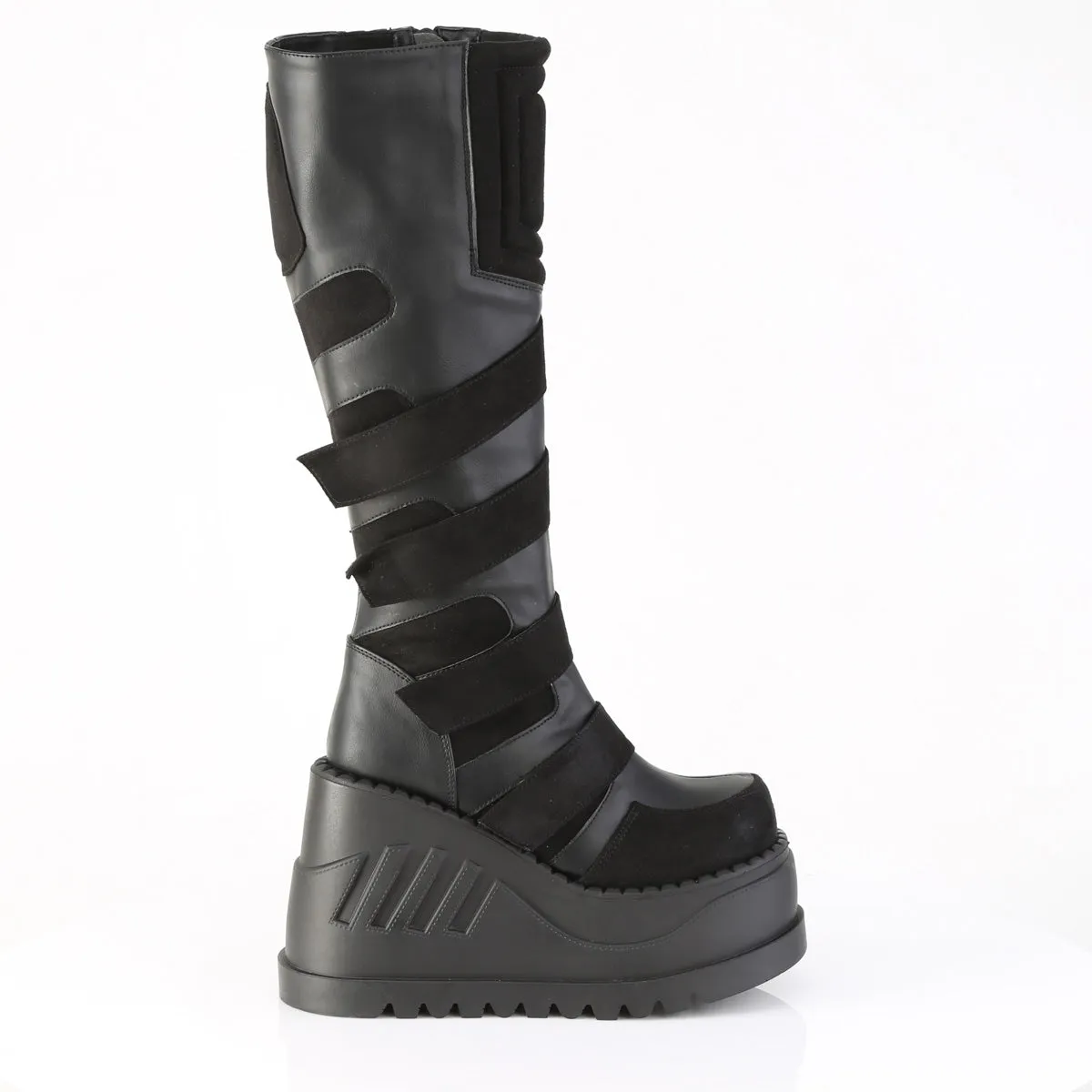 STOMP-228 DemoniaCult Black Vegan Leather Sexy Women's Mid-Calf & Knee High Boots (Alternative Footwear)