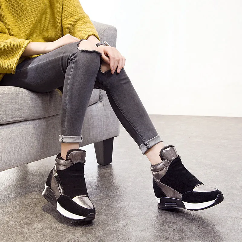 Thick-soled High-rise Casual Sports Shoes Girls' Cotton | Brodtica.com