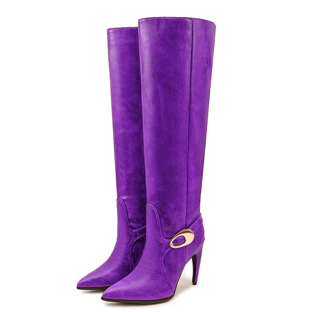 Trend4us Women's Chic Vintage Pointed Knee-High Boots