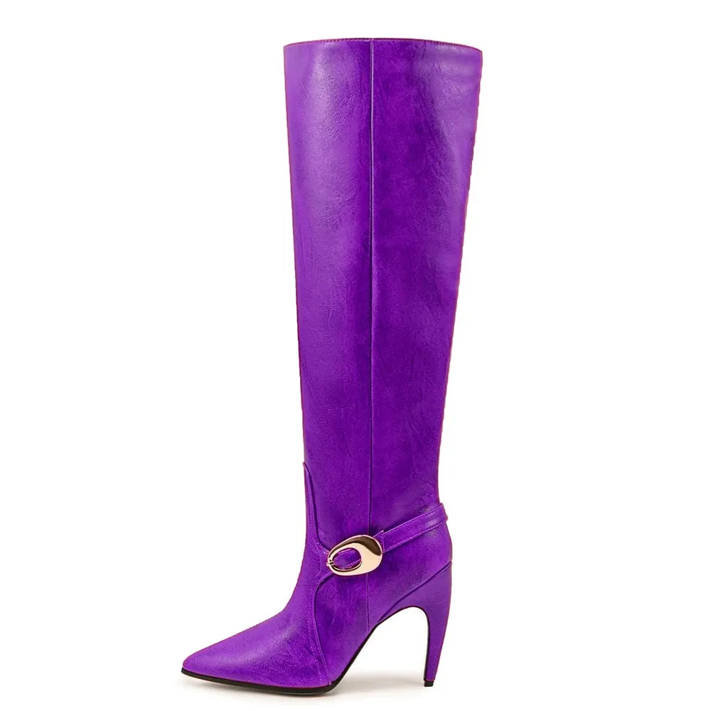 Trend4us Women's Chic Vintage Pointed Knee-High Boots