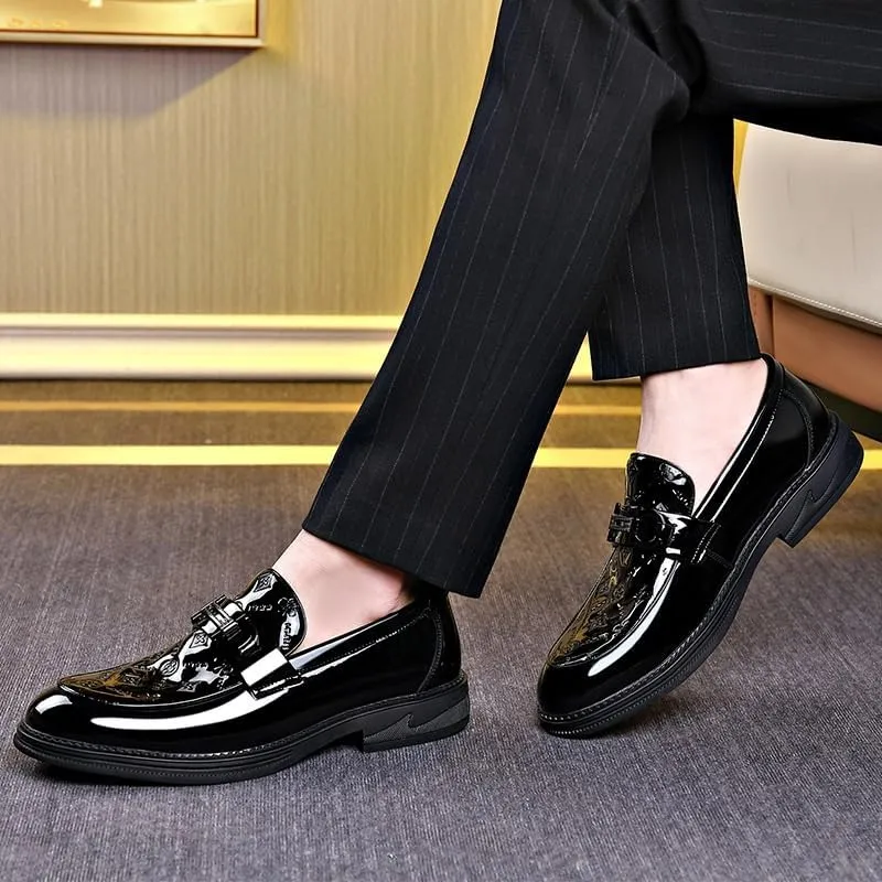 Tuxedo Shoes Classic Men's Leather Dress Shoes Men's Brogue Oxfords Genuine Leather Non-Slip Mens White Dress Shoes(6.5)