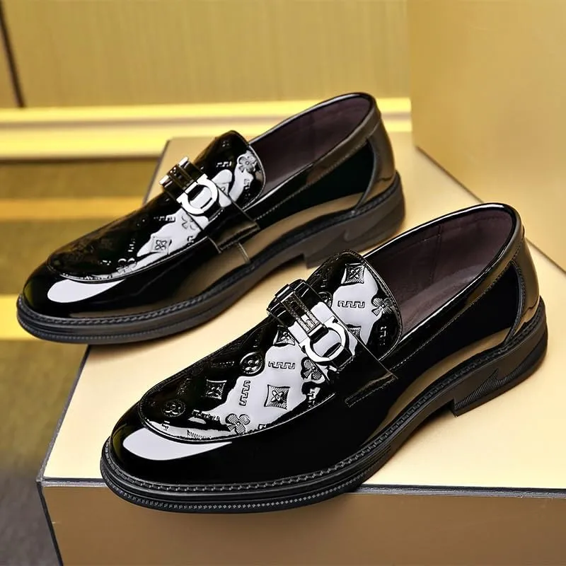 Tuxedo Shoes Classic Men's Leather Dress Shoes Men's Brogue Oxfords Genuine Leather Non-Slip Mens White Dress Shoes(6.5)