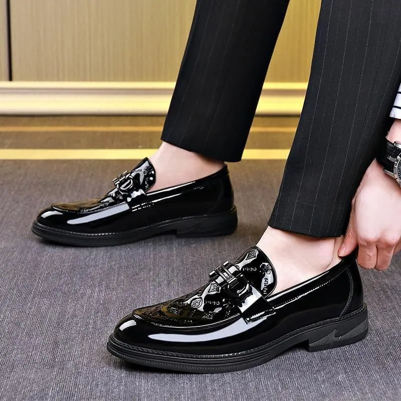Tuxedo Shoes Classic Men's Leather Dress Shoes Men's Brogue Oxfords Genuine Leather Non-Slip Mens White Dress Shoes(6.5)