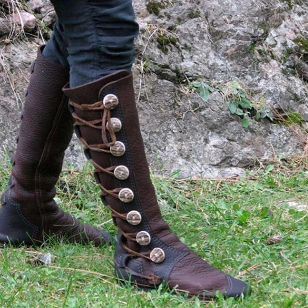 Women Round Toe Button Boots