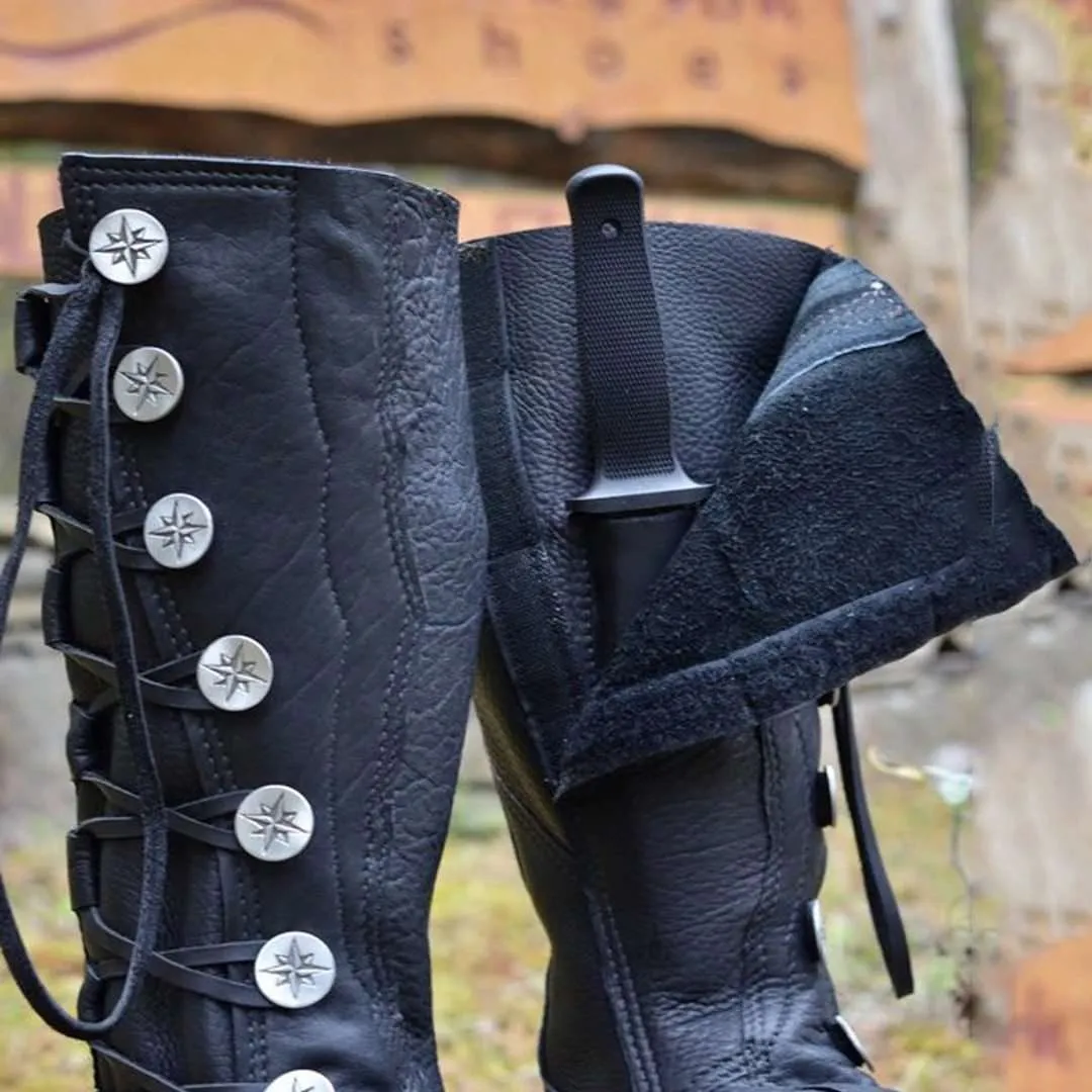 Women Round Toe Button Boots